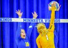 Morgan Hennen went high along with a teammate to block a hit by RCW's Avery Elfering.