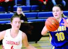 Morgan Hennen got a pass and was ready to drive the lane against Cromwell-0Wright's Shaily Hakamaki. 