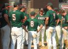 Mudhens player/manager Tyson Sonnenburg spoke to the team following the season-ending loss to Morris on Saturday in Madison. 