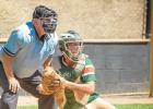 Mudhens catcher Austin DeVlaeminck checks a Madison runner at second base on Sunday in Dawson. 
