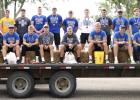 The 2023 Class A State Football Champion Minneota Vikings rode on a float in the Polish Days parade on Sunday. 