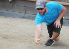 Chris Suhr drove 440 miles from his home in Illinois to compete in the men's Rolle Bolle contest during Belgian-American Days Saturday in Ghent. 