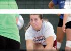 With her eye on the ball, Sydney Larson hit it back toward the net and kept watching. She will be one of the front-line girls expected to help the Vikings this year.