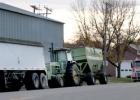 Long lines waited to drop beans at the Farmers Elevator in Taunton. 