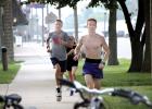 During practice last week, Jalyn Ufkin took the lead with Blake Stoks close behind. They negotiated the streets of Canby, ran down the sidewalk toward the bike rack in front of the school and were finally finished.