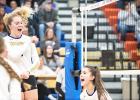 Elivia Faris reacts after getting one of her four kills against Canby last week. 